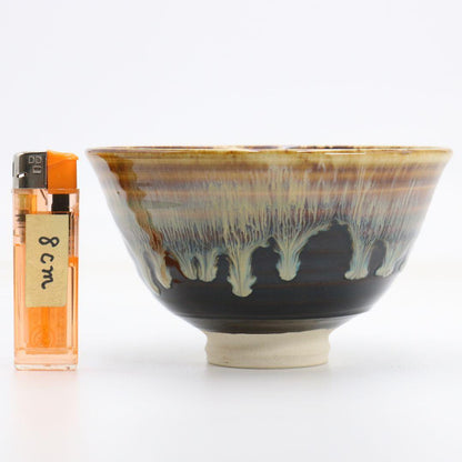 Takatori-yaki Tea Bowl by Takatori Shingo — Zen Priest Inscription Etsudo