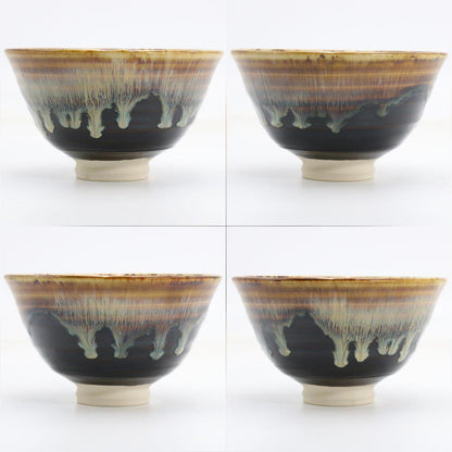 Takatori-yaki Tea Bowl by Takatori Shingo — Zen Priest Inscription Etsudo