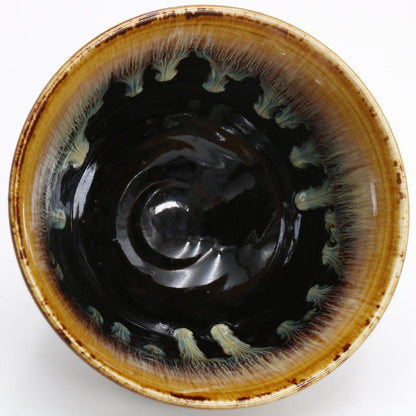 Takatori-yaki Tea Bowl by Takatori Shingo — Zen Priest Inscription Etsudo