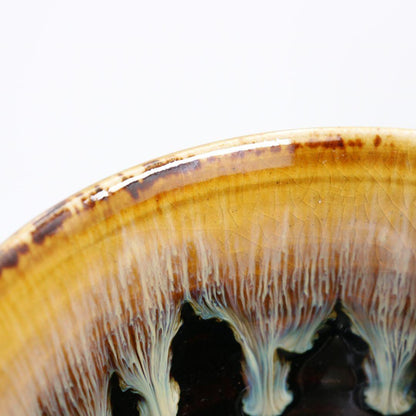 Takatori-yaki Tea Bowl by Takatori Shingo — Zen Priest Inscription Etsudo