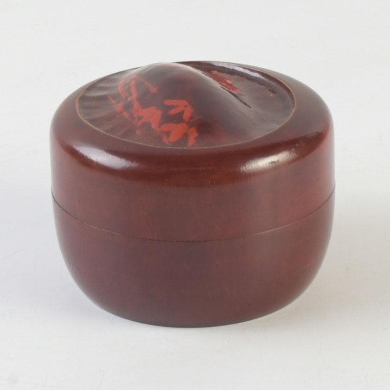 Antique Bamboo Core Vermilion Urushi Natsume | Shochikubai Pine Bamboo Plum Lacquer Tea Caddy | Shifuku & Hakogaki Box
