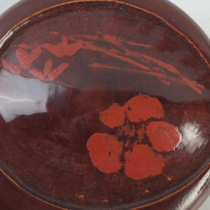 Antique Bamboo Core Vermilion Urushi Natsume | Shochikubai Pine Bamboo Plum Lacquer Tea Caddy | Shifuku & Hakogaki Box