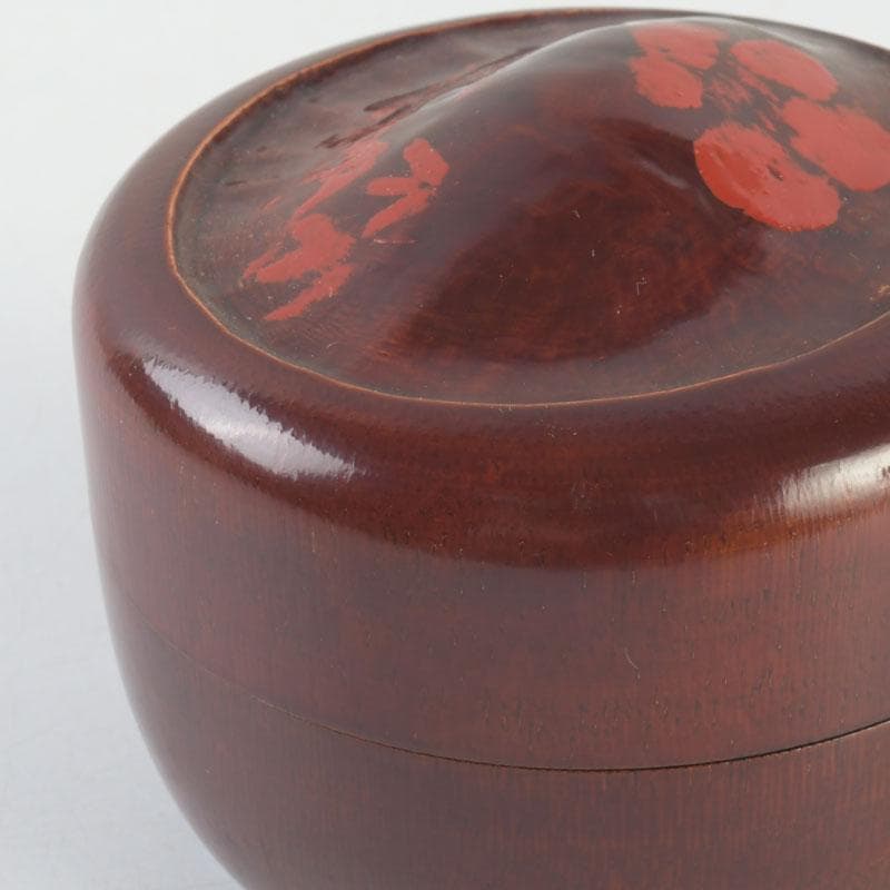 Antique Bamboo Core Vermilion Urushi Natsume | Shochikubai Pine Bamboo Plum Lacquer Tea Caddy | Shifuku & Hakogaki Box