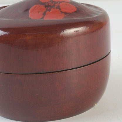 Antique Bamboo Core Vermilion Urushi Natsume | Shochikubai Pine Bamboo Plum Lacquer Tea Caddy | Shifuku & Hakogaki Box