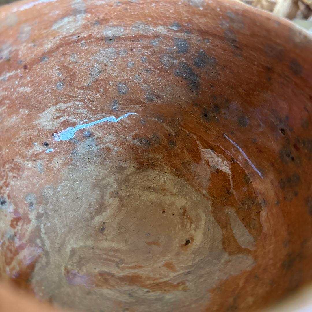 Tantobou Seizan Raku Chawan - Aka-Raku Tea Bowl with Dense Crackle Glaze Antique Patina and Signed Box