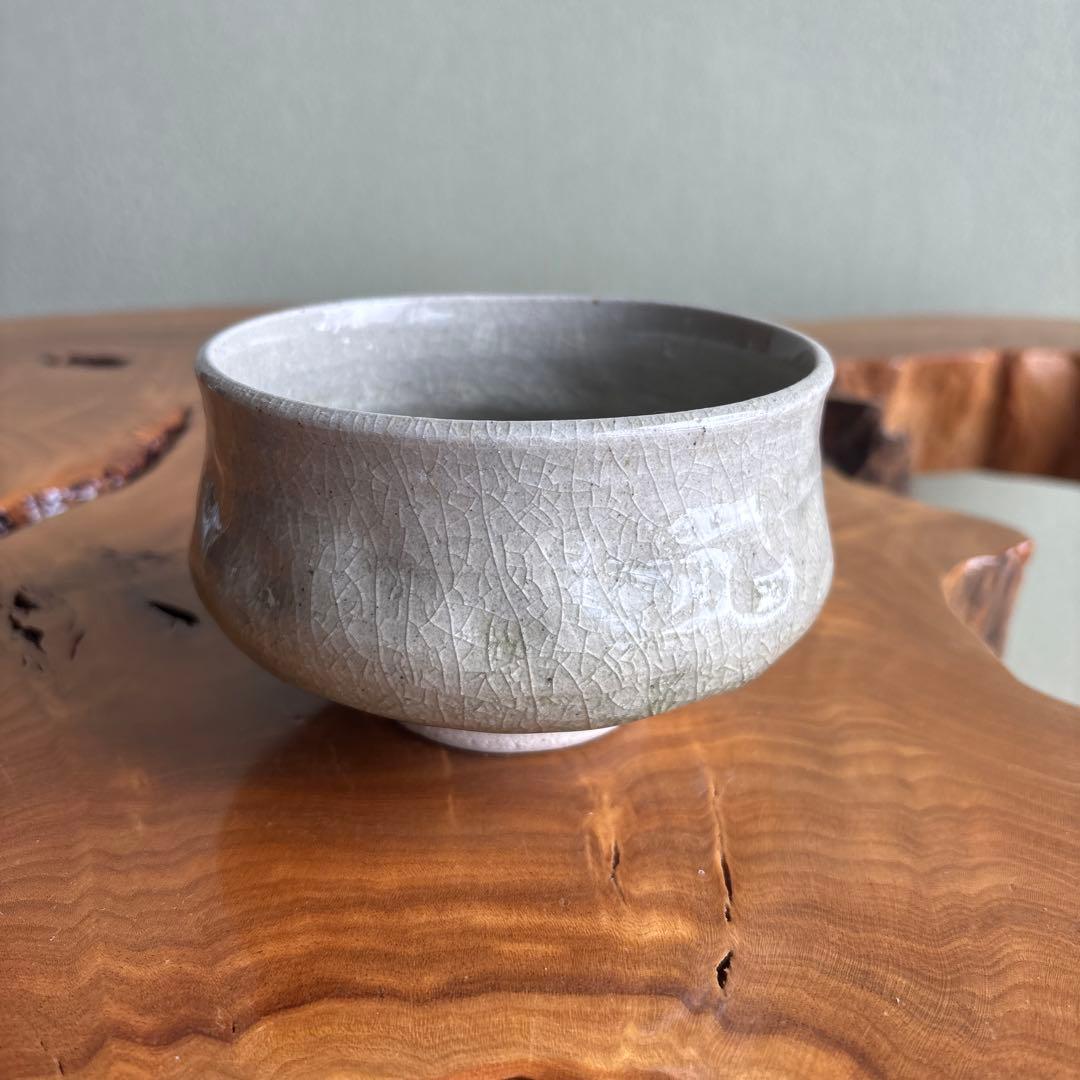 Imperial Theme Matcha Bowl by Ito Yu - Hachioji Kiln Celadon Chawan Sora with Box