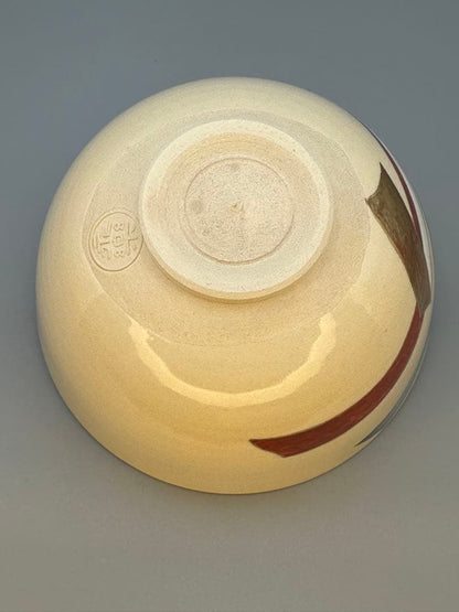 Eiraku Zengorō Noshi Ribbon Tea Bowl Kyo-yaki Kinrande Gold Iro-e Chawan