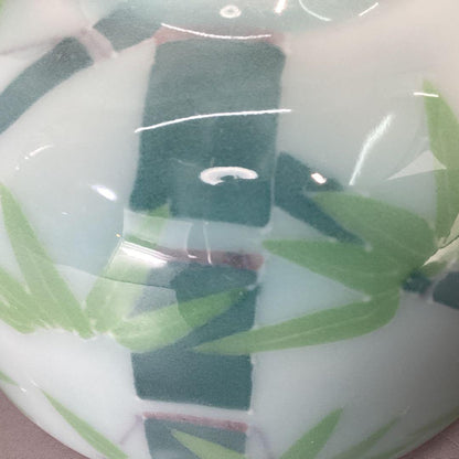 Celadon Tea Bowl Bamboo Motif Tomura Kiln Hand-Painted Seiji Chawan