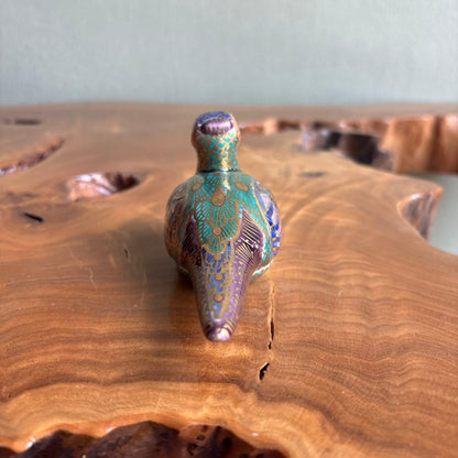Kinrande Pheasant Kogo Incense Box by Tezuka Daiji — Momoyama-gama Kutani Style with Tomobako