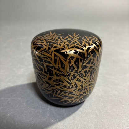 Sakashita Kosei Maki-e Natsume 'Sasa-Tsuyu' - Bamboo Dew Gold Lacquer Tea Caddy