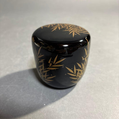 Sakashita Kosei Maki-e Natsume 'Sasa-Tsuyu' - Bamboo Dew Gold Lacquer Tea Caddy