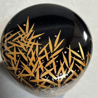 Sakashita Kosei Maki-e Natsume 'Sasa-Tsuyu' - Bamboo Dew Gold Lacquer Tea Caddy