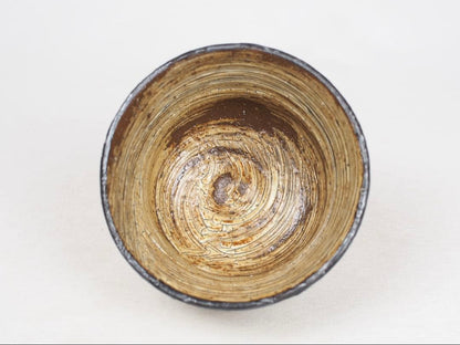 Ogawa Kinji — Grass Motif Hakeme Tea Bowl | Mingei Ink Brushwork Chawan