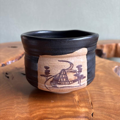 Kuro Oribe Matcha Bowl Michi Imperial Theme by Terada Bizan with Tomobako