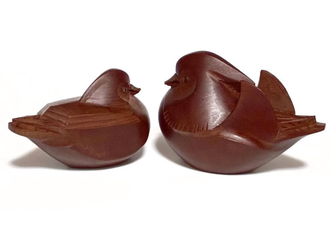 Suzuki Jinshi Hida Takayama Ittobori Mandarin Duck Pair — Ichii Yew Wood, Oshidori Kogo, Tomobako