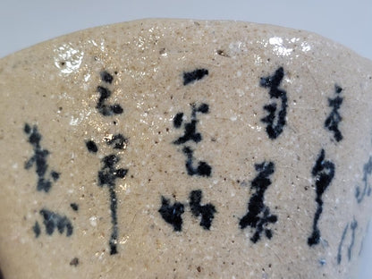 Zen Master Ichiu Osho Bamboo Painting Chawan - Calligraphy Tea Bowl with Inscribed Box