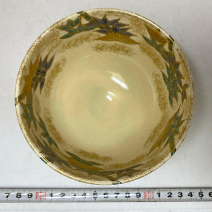 Ninsei-Style Bamboo Grove Chawan by Kazukoichi Ueyama — Kyoto Kyo-yaki Tea Bowl, Gold Silver Enamel, Tomobako