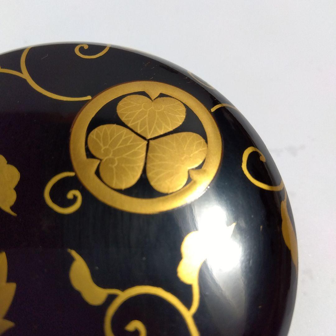 Kyoto Maki-e Kogo Incense Container - Gold Aoi-Mon & Lotus with Signed Box