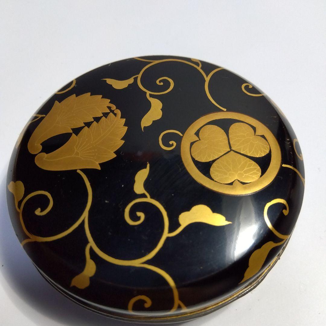 Kyoto Maki-e Kogo Incense Container - Gold Aoi-Mon & Lotus with Signed Box
