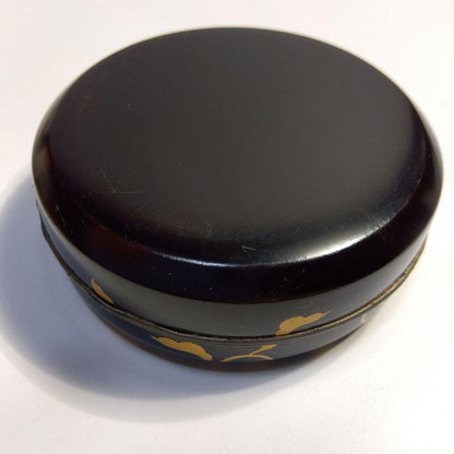 Kyoto Maki-e Kogo Incense Container - Gold Aoi-Mon & Lotus with Signed Box