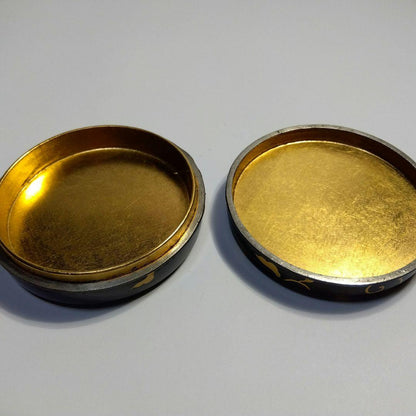 Kyoto Maki-e Kogo Incense Container - Gold Aoi-Mon & Lotus with Signed Box