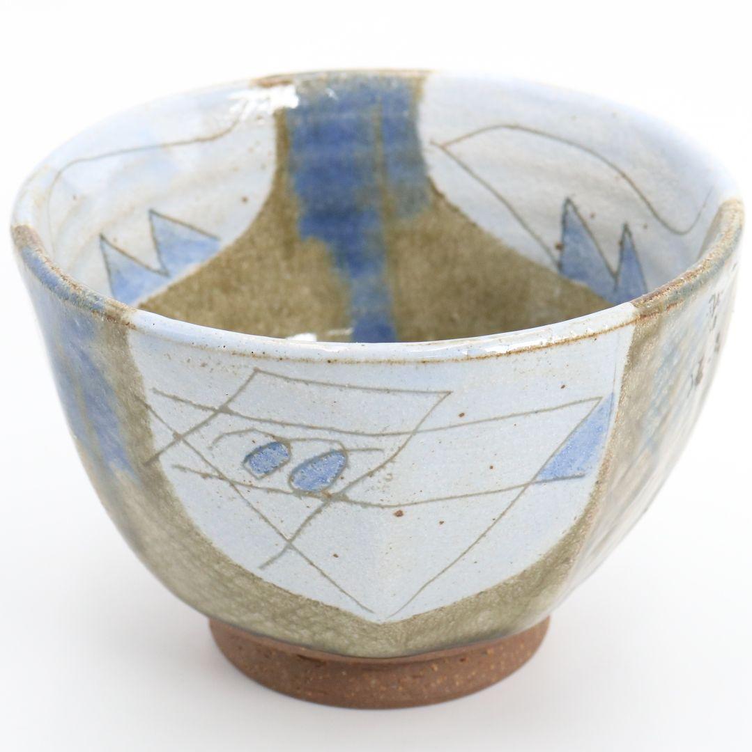 Mentori Chawan with Picasso-Period Abstract Figure — attributed to Kawai Kanjirō, Kyoto Studio Pottery
