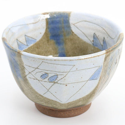 Mentori Chawan with Picasso-Period Abstract Figure — attributed to Kawai Kanjirō, Kyoto Studio Pottery