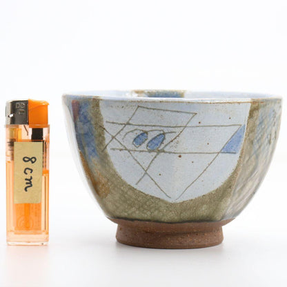Mentori Chawan with Picasso-Period Abstract Figure — attributed to Kawai Kanjirō, Kyoto Studio Pottery