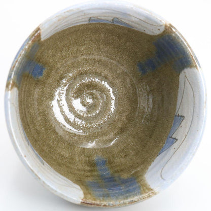 Mentori Chawan with Picasso-Period Abstract Figure — attributed to Kawai Kanjirō, Kyoto Studio Pottery
