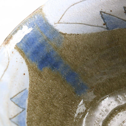 Mentori Chawan with Picasso-Period Abstract Figure — attributed to Kawai Kanjirō, Kyoto Studio Pottery