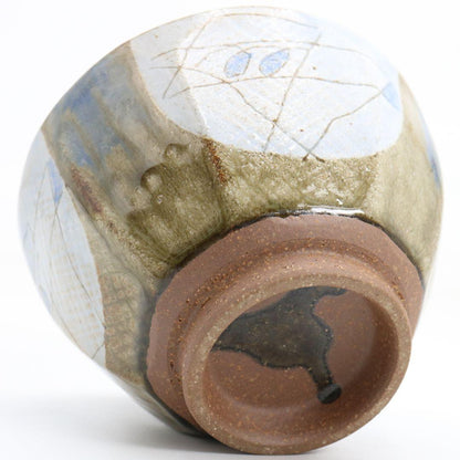 Mentori Chawan with Picasso-Period Abstract Figure — attributed to Kawai Kanjirō, Kyoto Studio Pottery