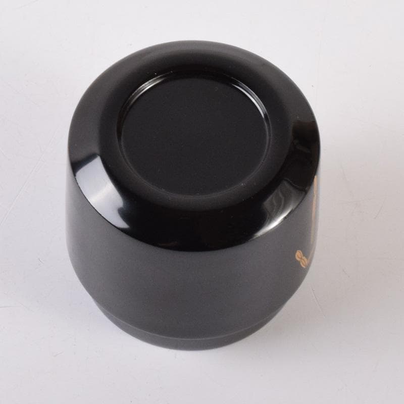 Black Lacquer Natsume Tea Caddy by Saito Soho - Gold Bamboo Maki-e with Box