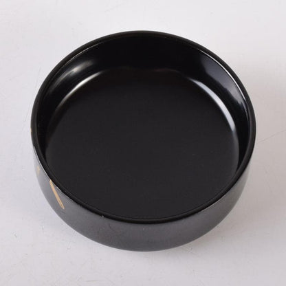 Black Lacquer Natsume Tea Caddy by Saito Soho - Gold Bamboo Maki-e with Box