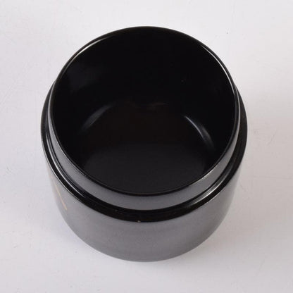 Black Lacquer Natsume Tea Caddy by Saito Soho - Gold Bamboo Maki-e with Box