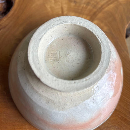 Kyo Kanoko-gata Chawan — Blush Pink Glaze Tea Bowl, Deer-Back Pattern, Tomobako