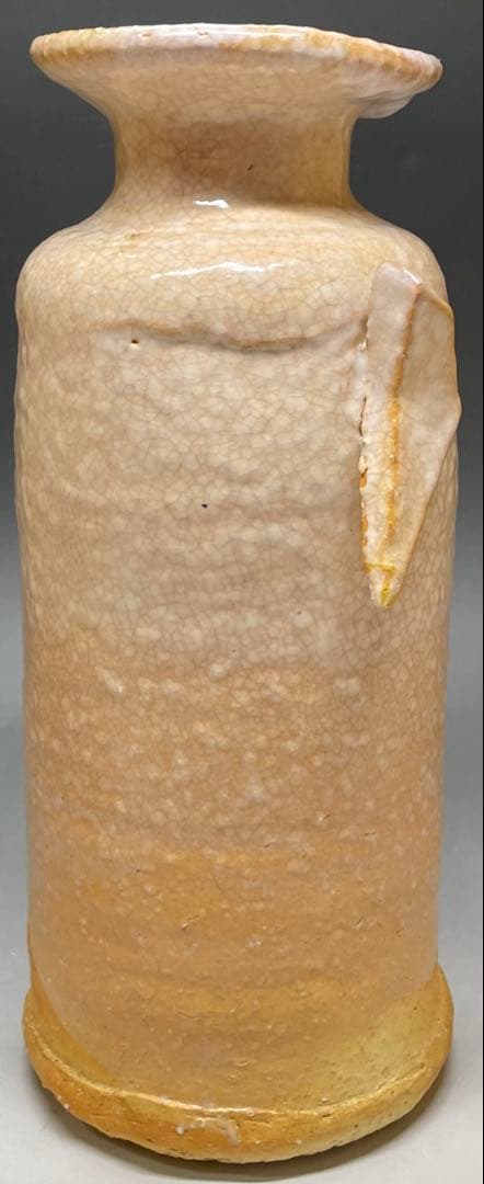 Hagi Ware Ear-Handled Vase by Saka Koraizaemon XII, Himehagi Glaze Hanaire with Signed Tomobako
