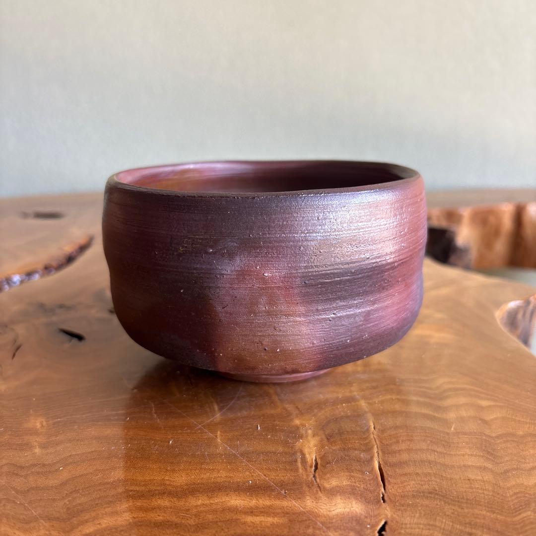 Bizen Ware Matcha Tea Bowl by Fujita Ryuji - Hidasuki Goma Glaze Chawan with Signed Tomobako Box