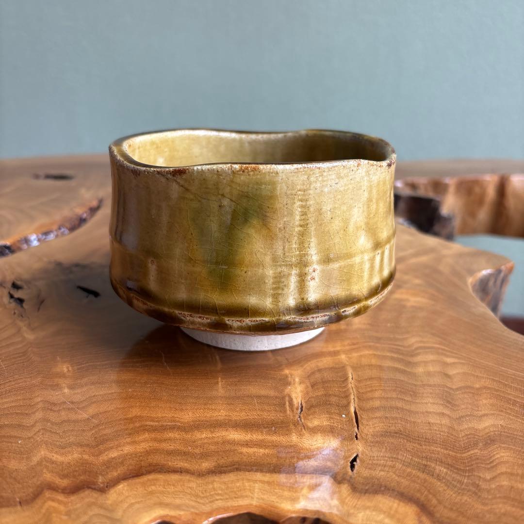 Mino Ware Bugaku Chawan by Ando Shoho - Ki-Seto Amber Green Tea Bowl