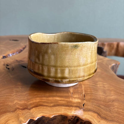 Mino Ware Bugaku Chawan by Ando Shoho - Ki-Seto Amber Green Tea Bowl