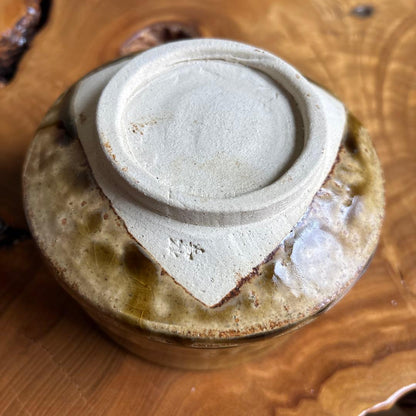 Mino Ware Bugaku Chawan by Ando Shoho - Ki-Seto Amber Green Tea Bowl