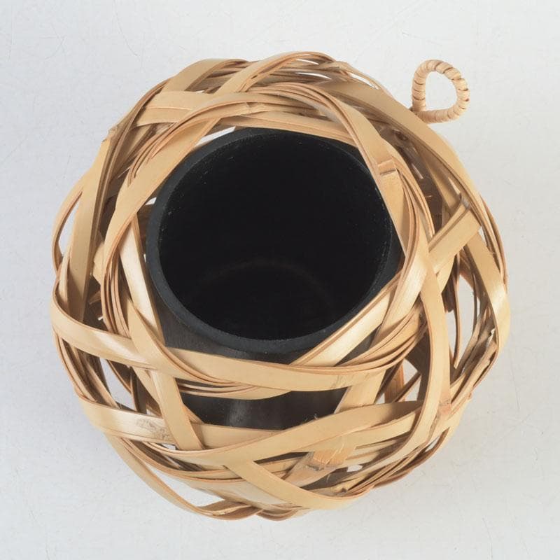 Bamboo Hanging Flower Basket by Nitten Artist Shiraishi Hakuunsai, Tomobako