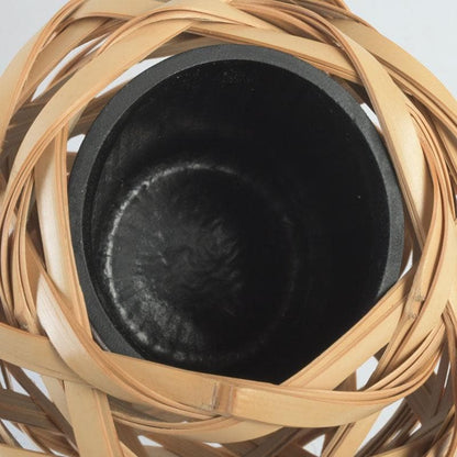 Bamboo Hanging Flower Basket by Nitten Artist Shiraishi Hakuunsai, Tomobako