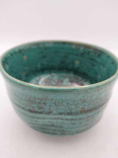 Agano Ware Tea Bowl - Copper Green Ash Glaze - 15th Gen Kumagai Koyo - Enshu Seven Kilns
