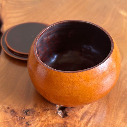 Hyōtan Chaki — Gold Kotobuki Maki-e Lacquer Lid by Zuihō, Tomobako