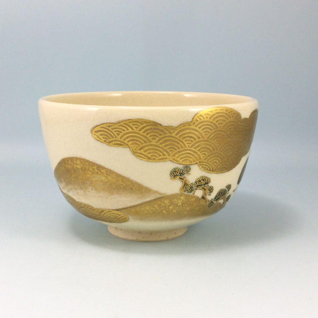 Kyō-yaki Pine-and-Plum Kinsai Chawan by Sugita Shōhei, Ōban Seal — Seikanji-gama, Kyoto