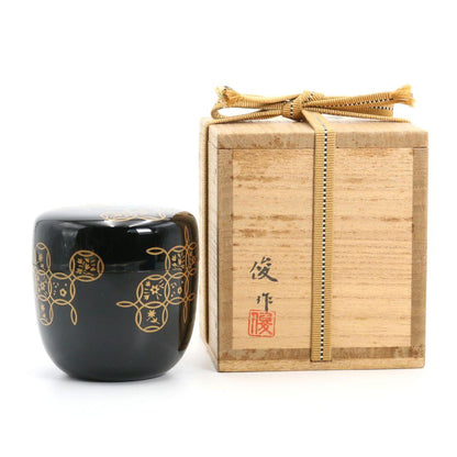 Ebata Shun Hana-Shippō Gold Maki-e Ō-Natsume — Wajima-nuri Gin-Tame-Nuri Interior
