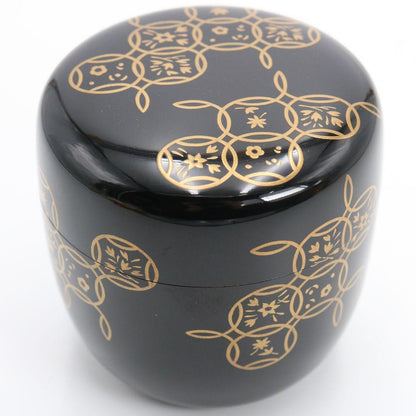 Ebata Shun Hana-Shippō Gold Maki-e Ō-Natsume — Wajima-nuri Gin-Tame-Nuri Interior