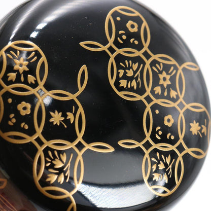Ebata Shun Hana-Shippō Gold Maki-e Ō-Natsume — Wajima-nuri Gin-Tame-Nuri Interior