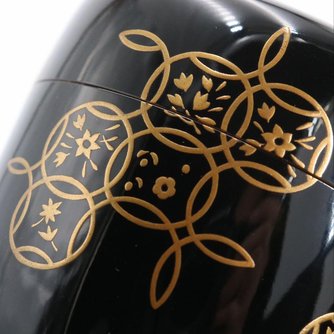 Ebata Shun Hana-Shippō Gold Maki-e Ō-Natsume — Wajima-nuri Gin-Tame-Nuri Interior