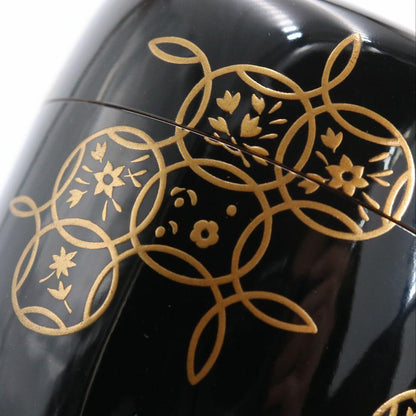 Ebata Shun Hana-Shippō Gold Maki-e Ō-Natsume — Wajima-nuri Gin-Tame-Nuri Interior
